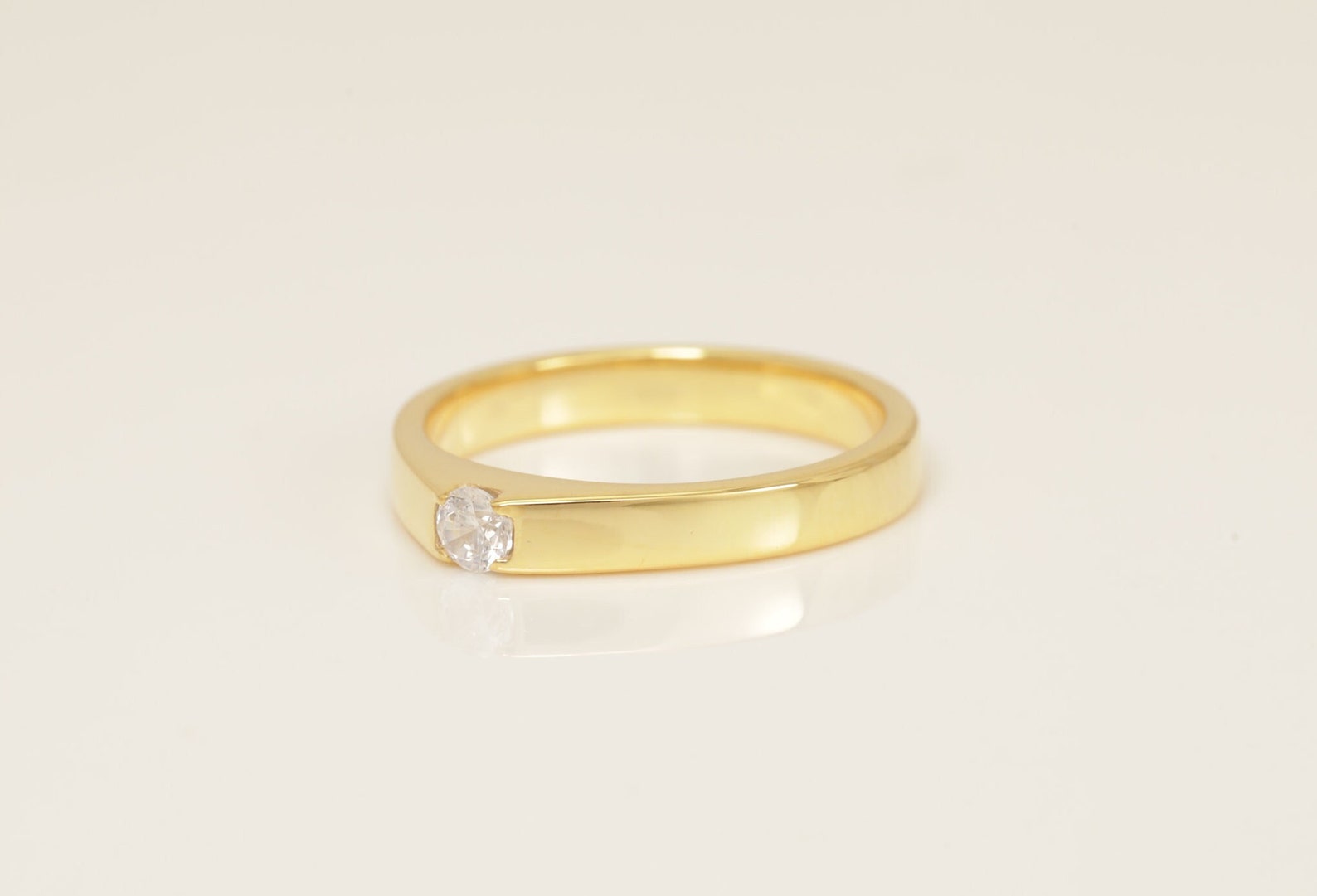 3.0mm Diamond Wedding Ring, Minimalist Diamond Engagement Ring Gift for Her, Unique Anniversary Ring, Promise Ring